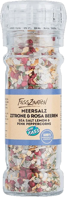 Meersalz Zitrus & Rosa Beeren in der Mühle