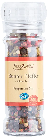 Bunter Pfeffer mit Rosa Beeren in der Mühle
